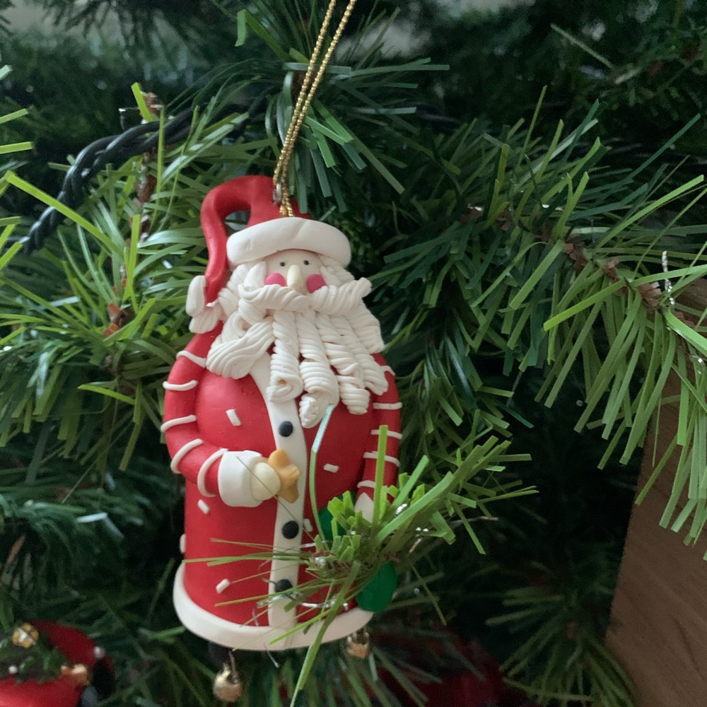 Santa clause jingle bell ornament